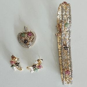 Vintage Ross-Simons Fine Jewelry Set Pendant, Earrings, and Bracelet 925